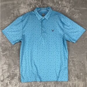Callaway Mens Golf Polo Shirt Blue Martini‎ Golf Club Print Short Sleeve Size M